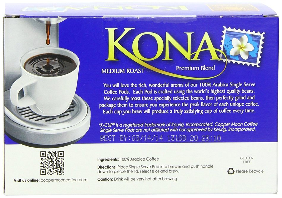 Copper Moon Kona Blend Single Cup Pod, 40 Count for Keurig K-cup Brewers N33