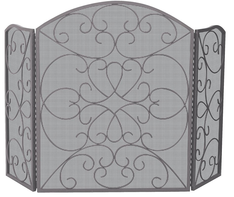 UniFlame 3-Fold Bronze Screen with Ornate Design