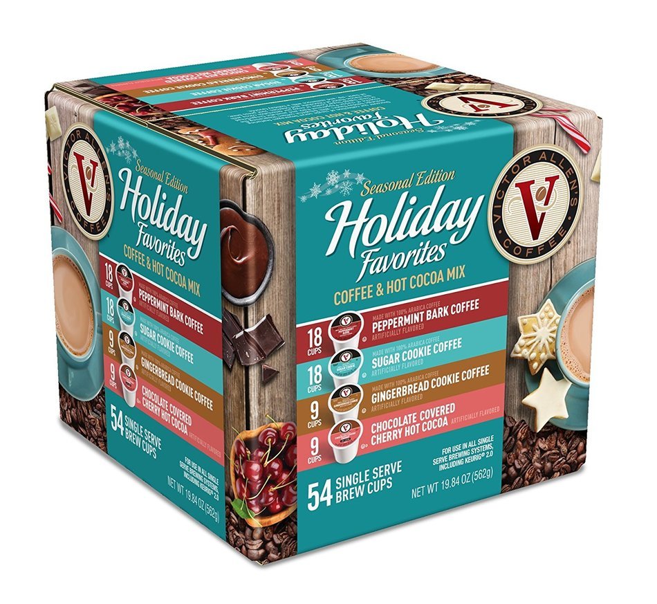 Victor Allen Coffee Holiday Favorites Coffee & Hot Cocoa Mix Single Serve K-cup, 54 Count (Compatible with 2.0...