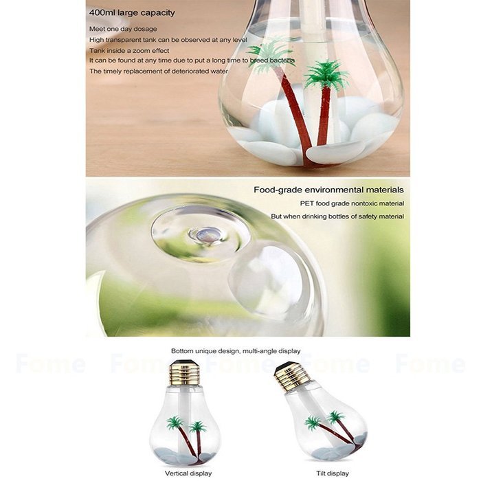 USB humidifier, Jaragar Portable Bulb Design Humidifier 400ml Capacity Lamp Air Humidifier 7 Colorful LED Night... N19
