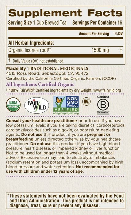 Traditional Medicinals Herbal Tea Organic Licorice Root -- 16 Tea Bags N3