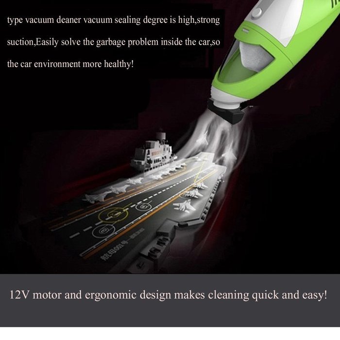 BDQFEI(TM) Mini handheld Car vacuum cleaner wireless Automotive dust collector green color N6