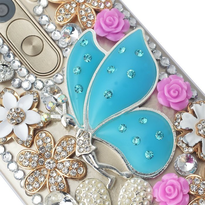 Spritech(TM) Bling Phone Case For LG G3 mini,3D Handmade Purple Crystal Silver Flower Pendant Accessary Design... N2