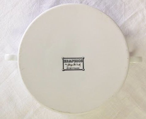 Vintage 1960's Georges Briard Round Covered "MEAT" Casserole - Graphics (8-3/8" Wide) N2