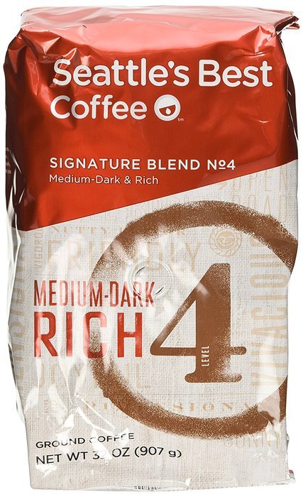 Seattle's Best Level 4 Medium Dark & Rich Ground Coffee 32 Oz. Bag (Pack of 2)