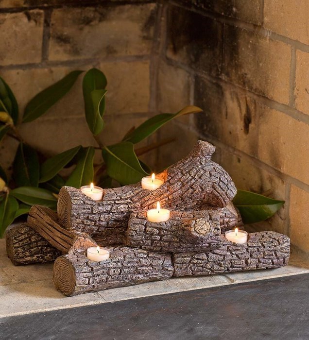Logs Hearth Candle Holder, in Birch N2