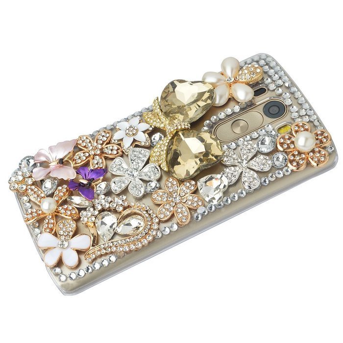 Spritech(TM) Bling Phone Case For LG G3 mini,3D Handmade Purple Crystal Silver Flower Pendant Accessary Design... N13