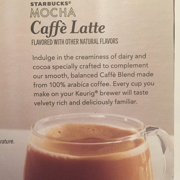 Starbucks - K Cups 6 ct - Mocha Caffe' Latte - ( Pack of 2 ) N2