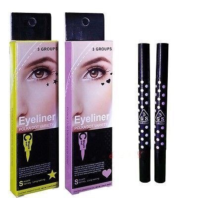Trendy - 3 Groups 3gs Eyeliner Pen Polka ( Star Shape) DOT Variety Black