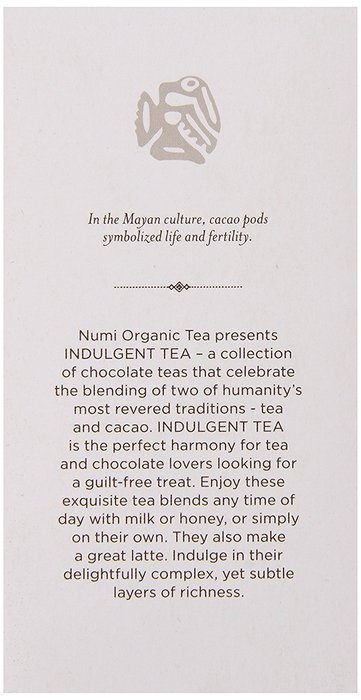Numi Organic Indulgent Tea, Chocolate Rooibos, Caffeine Free Herbal Teasan, 12 Count Tea Bags (Pack of 3) N3