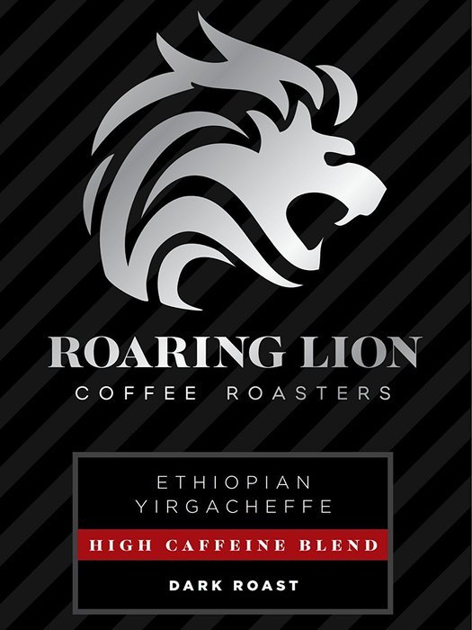 Ethiopian Yirgacheffe Dark French Roast, High Caffeine Blend - Roaring Lion (1lb. Ground Coffee) Perfect Blend...