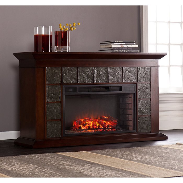 Newberg Electric Fireplace - Warm Brown Walnut