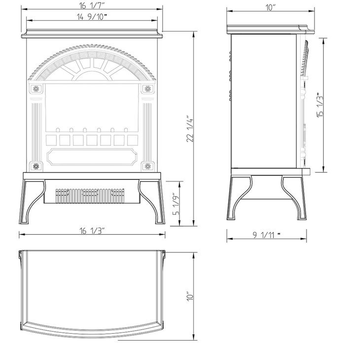 Apollo Electric Fireplace Free Standing Portable Space Heater Stove