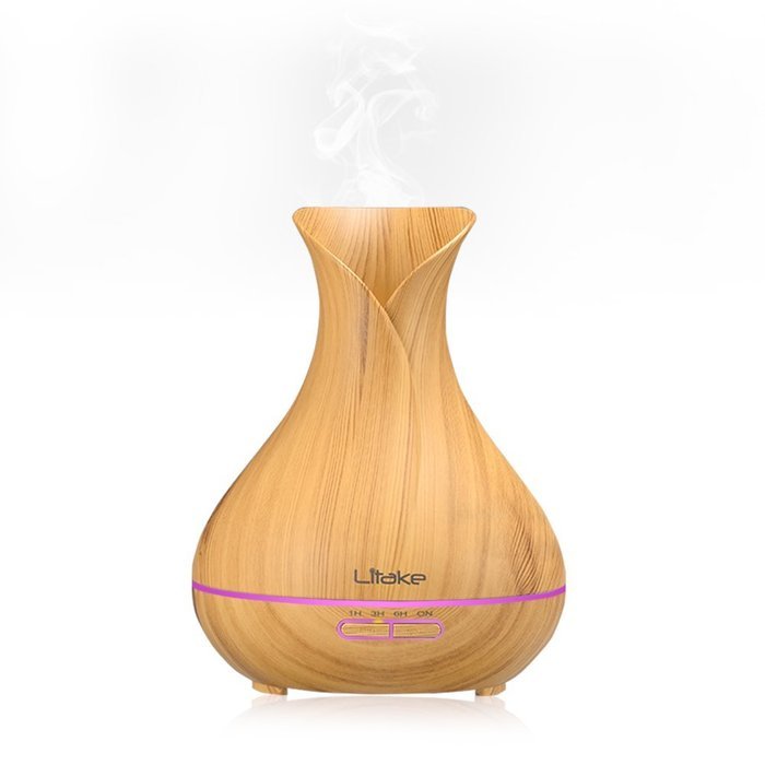 Litake 400ml Cool Mist Air Humidifier Ultrasonic Aroma Essential Oil Diffuser Wood-Grain Whisper Quiet Operation... N4