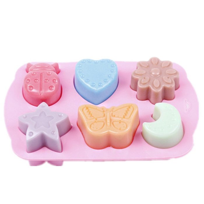 Dealglad 6 Cavity Insects Butterfly Moon Star Shaped 3D Silicone Cake Fondant Chocolate Ice Cube Soap Decorating... N5