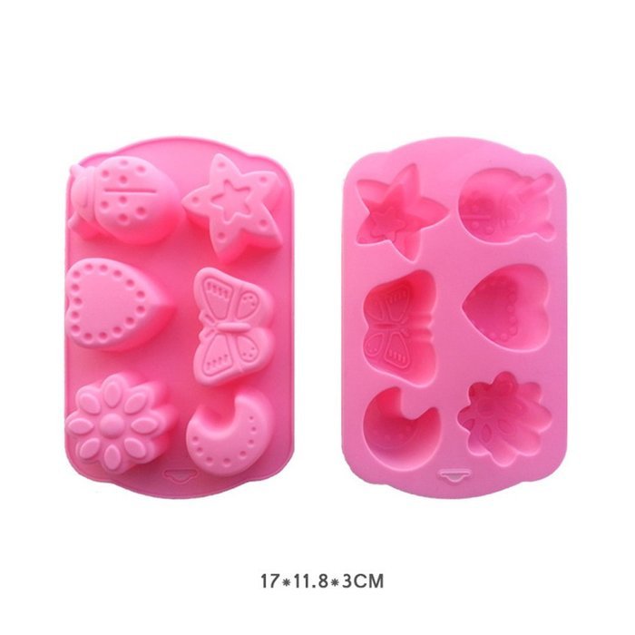 Dealglad 6 Cavity Insects Butterfly Moon Star Shaped 3D Silicone Cake Fondant Chocolate Ice Cube Soap Decorating... N6