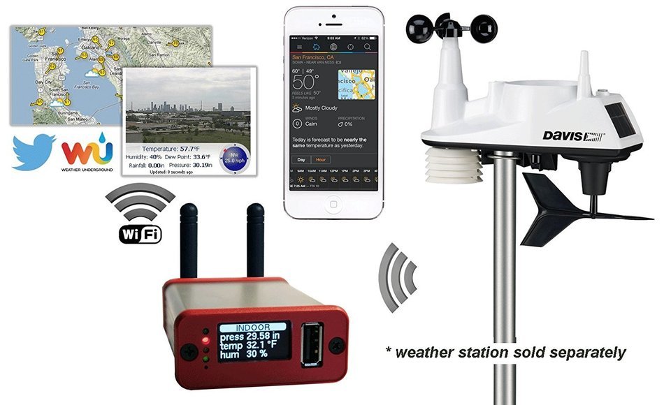 Ambient Weather WeatherBridgePro WiFi / 4G Cellular Internet Appliance for Ambient Weather Observer and Davis...