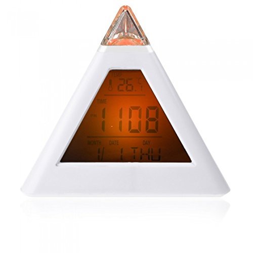 Generic 7 LED Color Changing Pyramid Digital LCD Alarm Clock Thermometer C/F