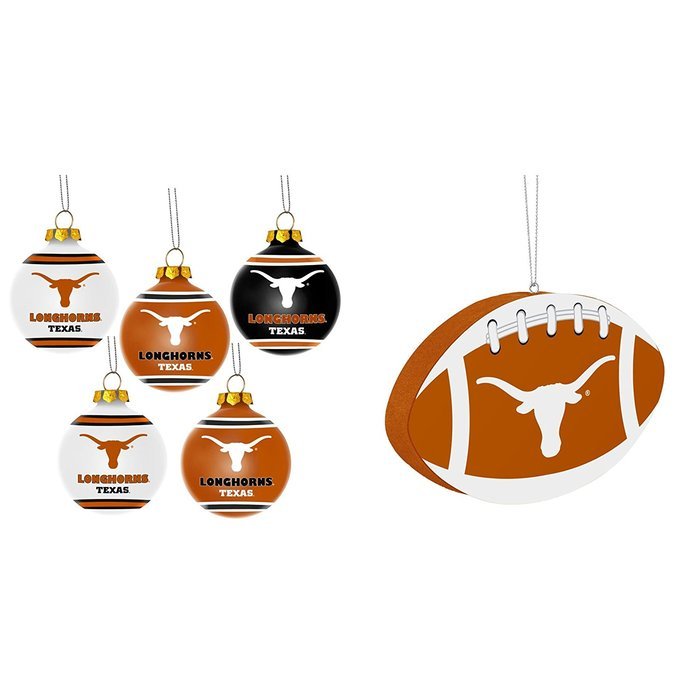 NCAA Texas Longhorns Plastic Christmas Ball Ornament 5 Pack Foam Bundle 2 Pack By Forever Collectibles