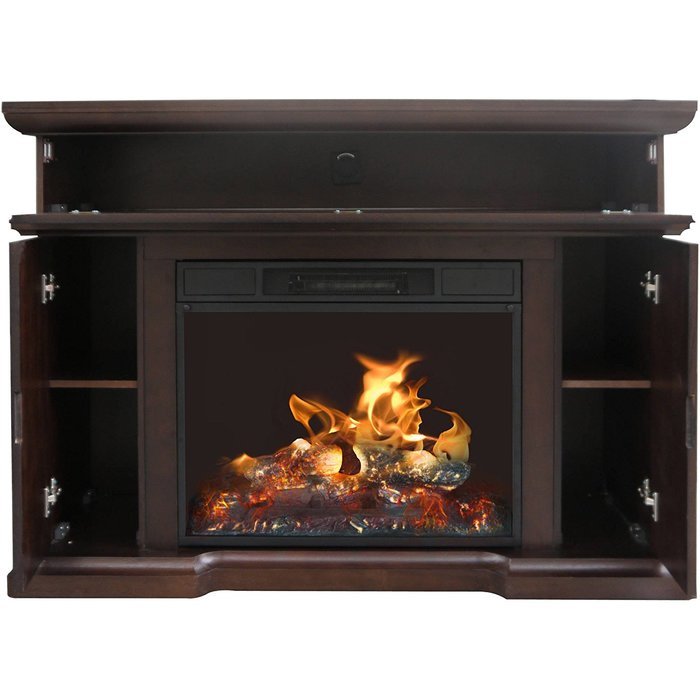 Dark Chololate Decor Flame Yellowstone 46" Mantle Media Fireplace For Up To 55" TV