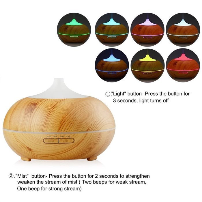 300ml Aroma Essential Oil Diffuser, Wood Grain Ultrasonic Cool Mist Humidifier for Office Home Bedroom Living...