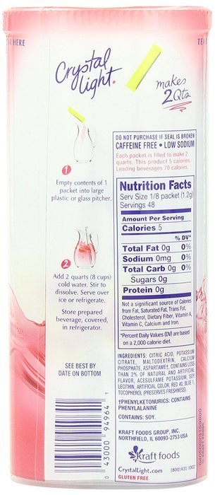 Crystal Light Green Tea Peach Mango Drink Mix (Makes 10-Quarts), 1.85 Ounce Canisters (Pack of 12) N38