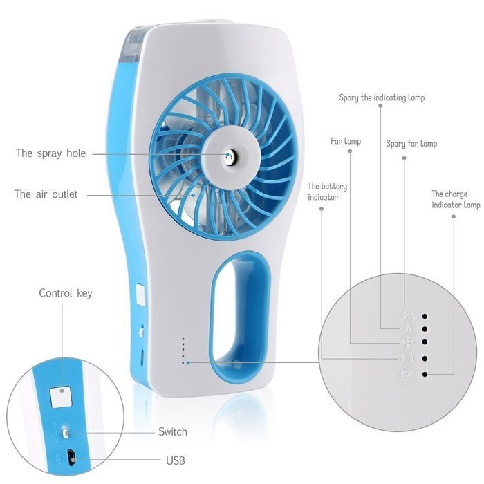 YueYueZou&reg; Handheld Misting Fan Humidifier USB Rechargeable N6