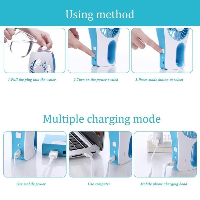 YueYueZou&reg; Handheld Misting Fan Humidifier USB Rechargeable N8