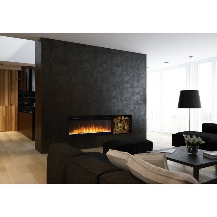 Moda Flame 35 Inch Cynergy Pebble Stone Built-In Wall Mounted Electric Fireplace