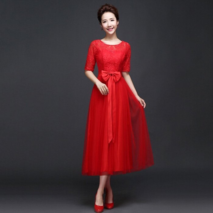 KAKA(TM)Women's Elegant Prom Dresses Short sleeve Bridesmaid Dress-L(Champagne) N3