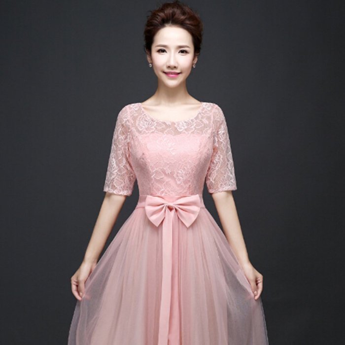 KAKA(TM)Women's Elegant Prom Dresses Short sleeve Bridesmaid Dress-L(Champagne) N4