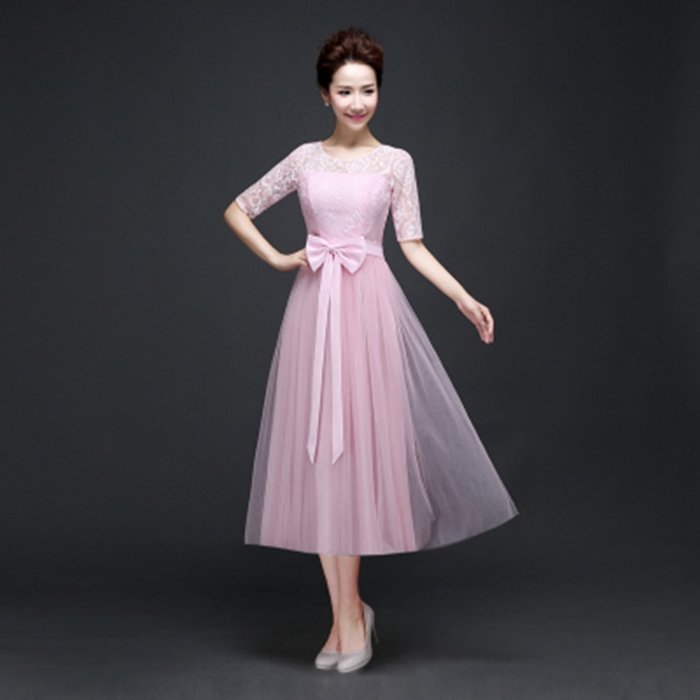 KAKA(TM)Women's Elegant Prom Dresses Short sleeve Bridesmaid Dress-L(Champagne) N5