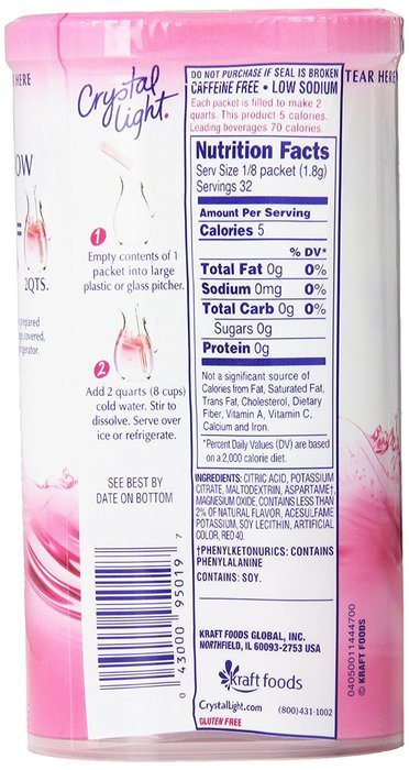 Crystal Light Green Tea Peach Mango Drink Mix (Makes 10-Quarts), 1.85 Ounce Canisters (Pack of 12) N53