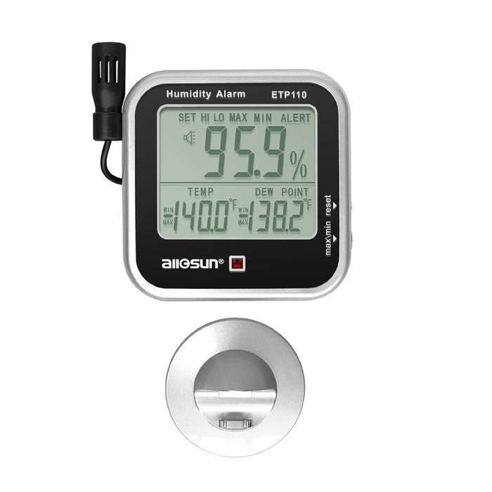all-sun Digital Thermo-hygrometer with Humidity Alarm & Remote Probe/ Humidity Monitor / Dew-point Meter N2
