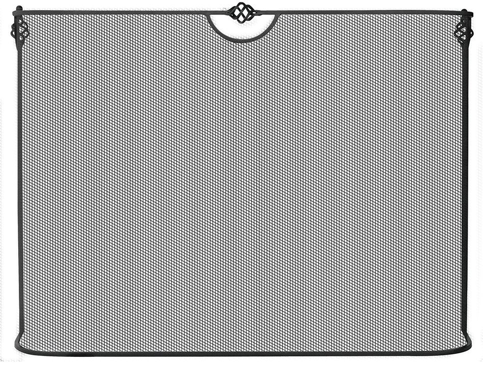 UniFlame Single Panel Curved Black Wrought Iron Spark Guard