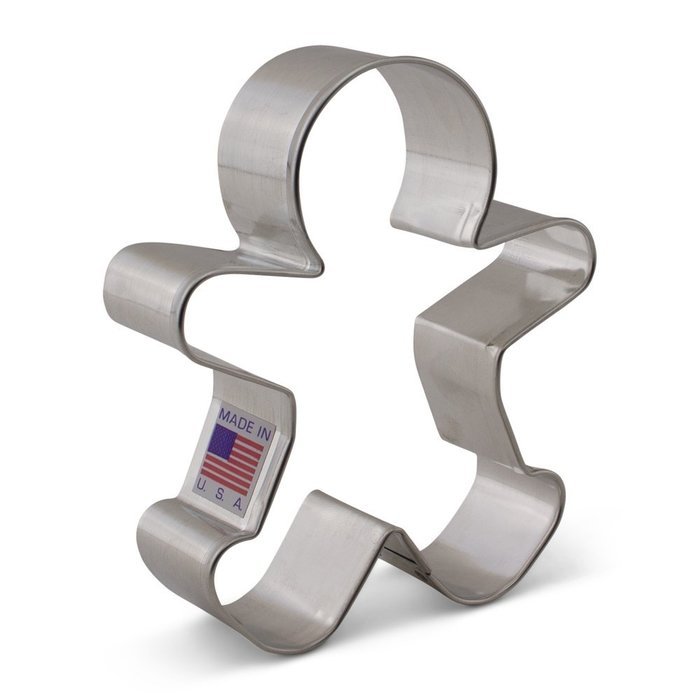 Happy Gingerbread Man Cookie Cutter - Ann Clark - 3.75 Inches - US Tin Plated Steel