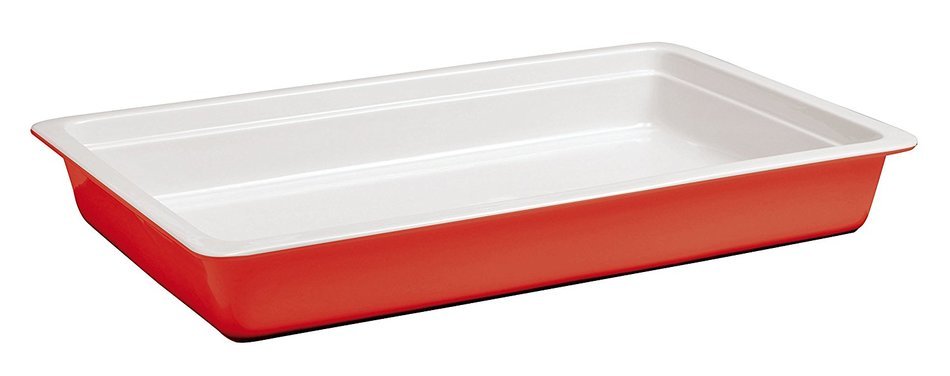 World Cuisine 44342R06 Porcelain Induction Hotel Pan, Large, Red