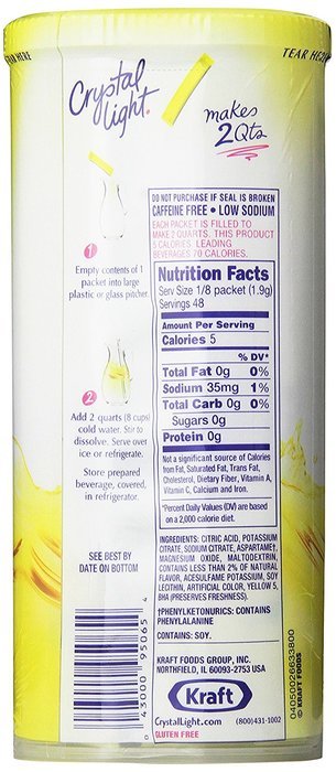 Crystal Light Green Tea Peach Mango Drink Mix (Makes 10-Quarts), 1.85 Ounce Canisters (Pack of 12) N78