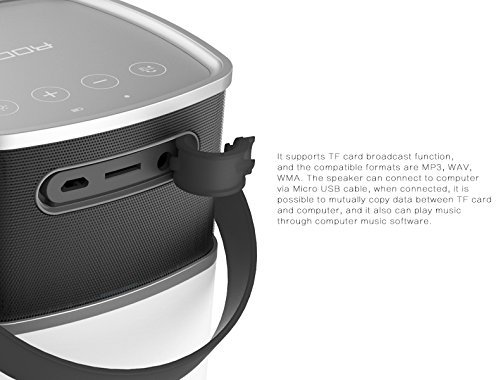 ROCK "Mulite" waterproof Wireless Bluetooth Speaker Portable, with Dimmable LED Light, TF Card Slot (Grey) N4