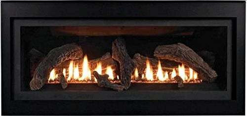 Boulevard DV Linear Fireplace, Charred Logset & 2" Black Front, NG