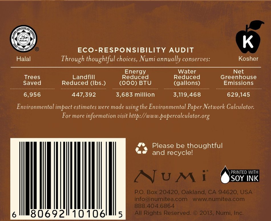 Numi Organic Tea Chinese Breakfast, Full Leaf Black Tea, 18 Count Tea Bags (Pack of 3)