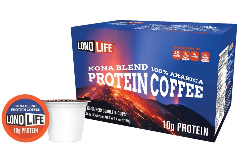 LonoLife Kona Blend Protein Coffee 10g Protein per Serving - 10 Count - For your Keurig Style Brewer