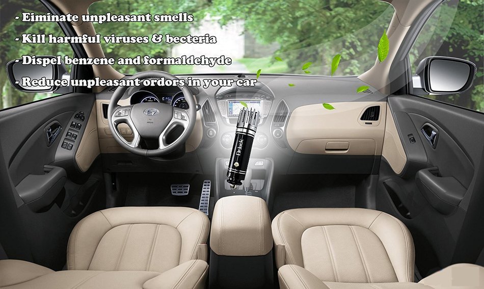 Dr.Luck Car Air Purifier Ionizer with Home/Office 12V Electricity Adapter. Removes Cigarette Smoke, unbearable... N2