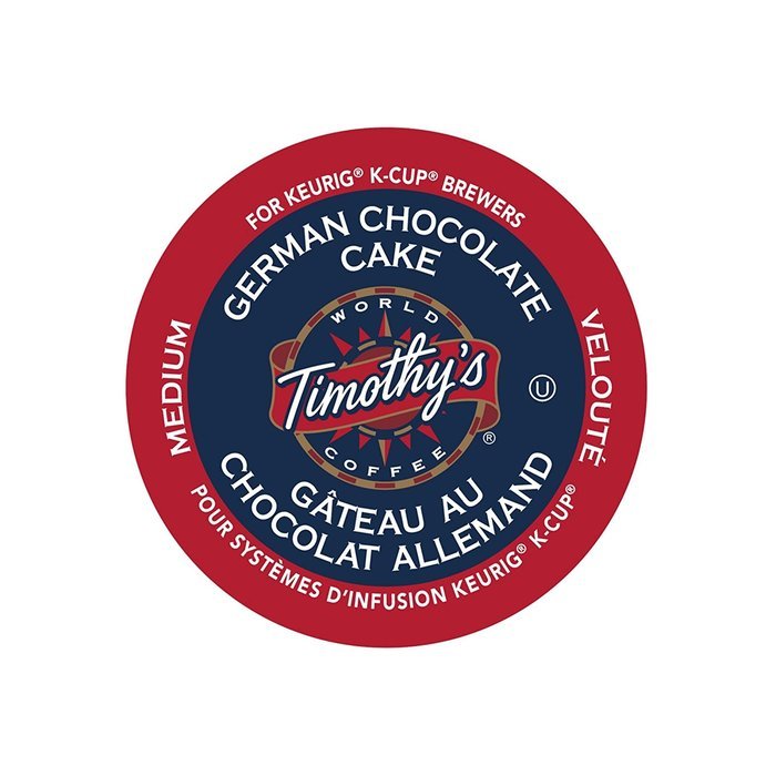 Timothy's German Chocolate Cake Flavored Coffee * 1 Box of 24 K-Cups * N2