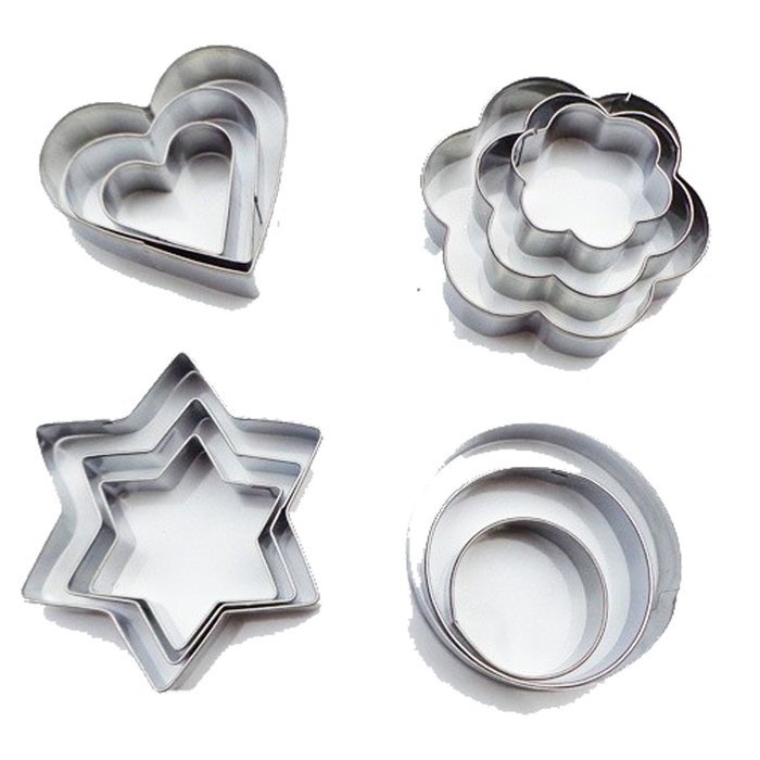 Youzee 12Pcs Stainless Steel Cake Cookie Egg Fruit Vegetable Fondant Mould Mold Sugarcraft Cutter Xmas Christmas N2