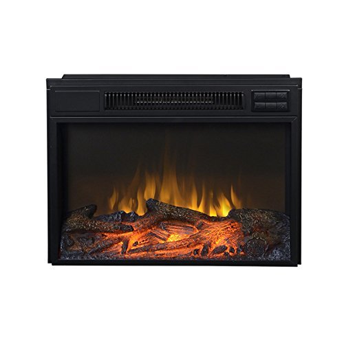 Rustic Style Indoor 24-Inch Electric Metal Firebox Insert, Black N4