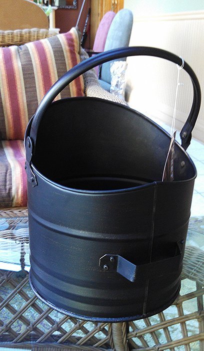 Ash Bucket with Shovel for Fireplace - Black Steel N2