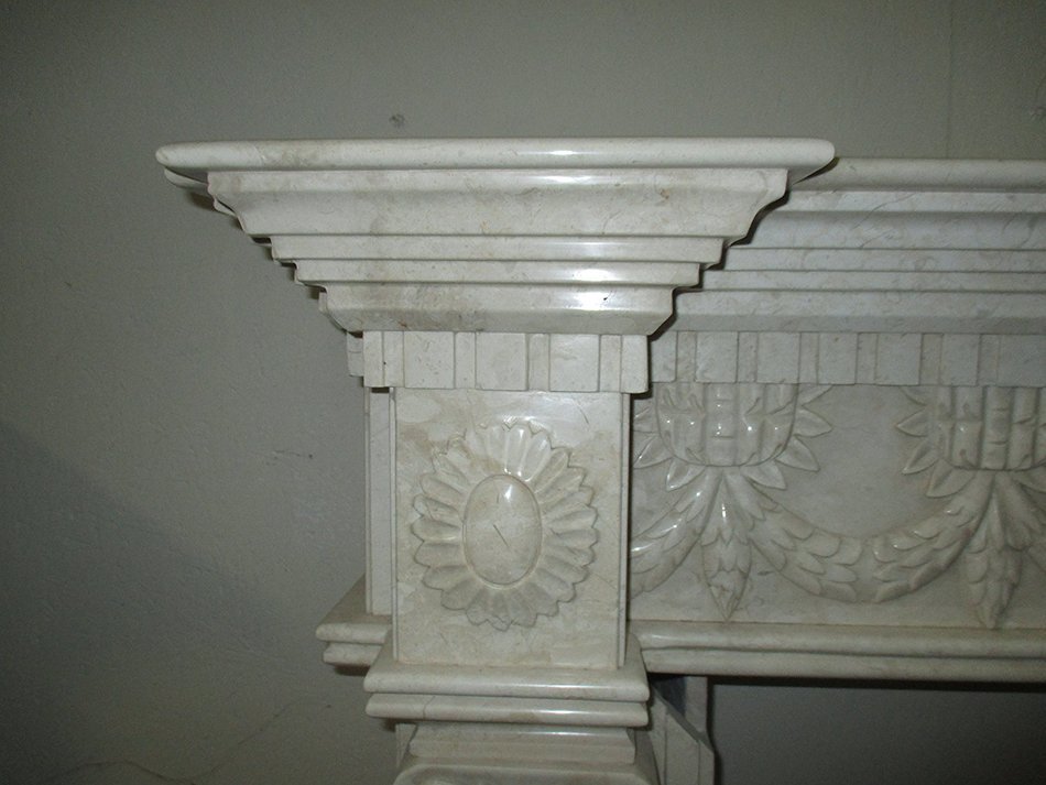 Cream Polished Marble Fireplace Surround FPS-02