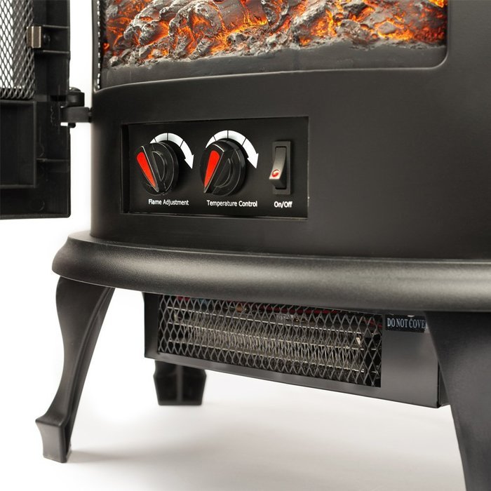 Regal Electric Fireplace - e-Flame USA 25 Inch Black Portable Electric Fireplace Stove with 1500W Space Heater... N4