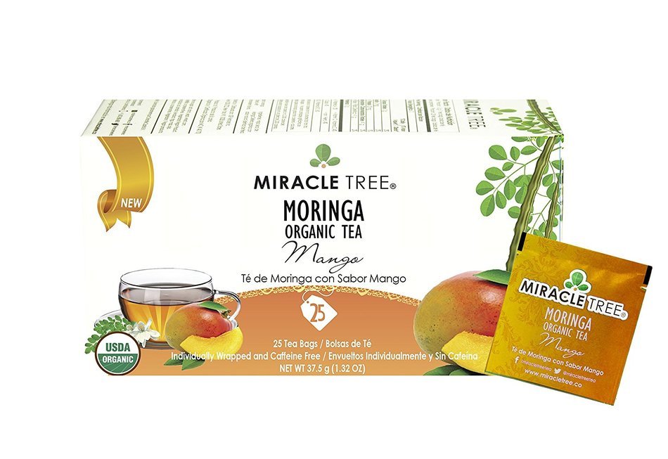 Miracle Tree - Organic Moringa Superfood Tea, 25 Individually Sealed Tea Bags, Mango N20